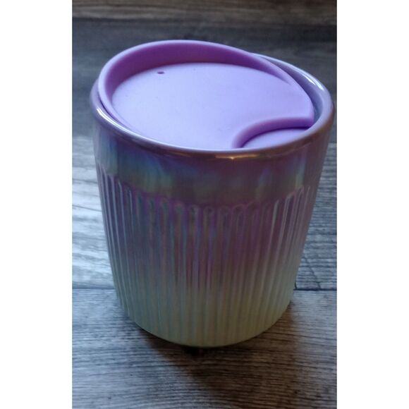 Starbucks Purple & Green Iridescent 8 Ounce Ceremic Mug With Lid - NWOT - Picture 2 of 7